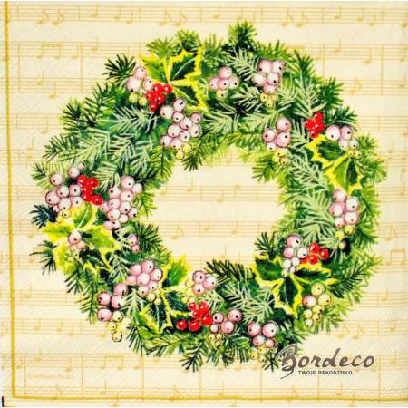 Serwetka decoupage firmy AMBIENTE serce i wianek 33x33cm